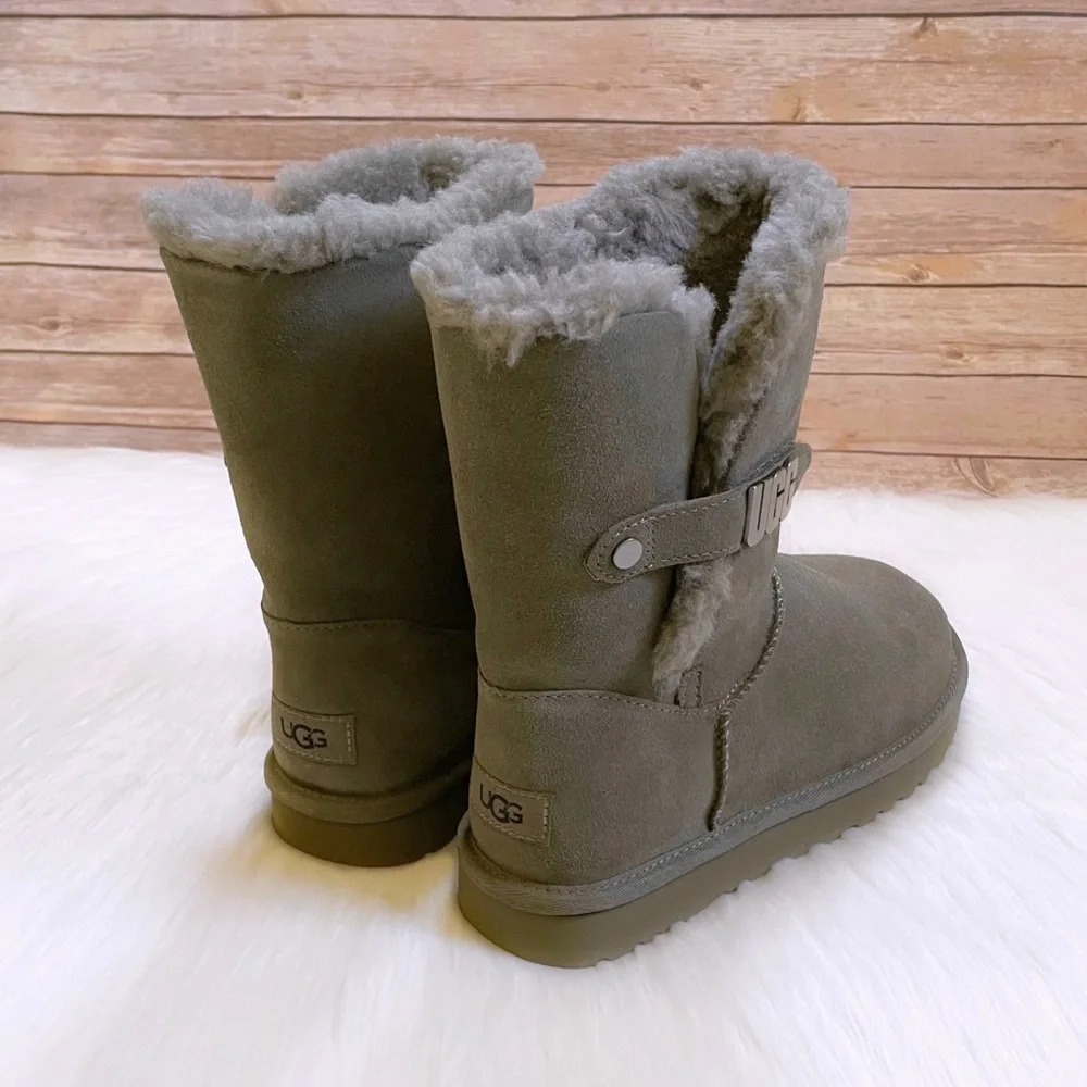 UGG Bailey UGG Metal Graphic Burnt Olive Suede Boots - Picture 2 of 10